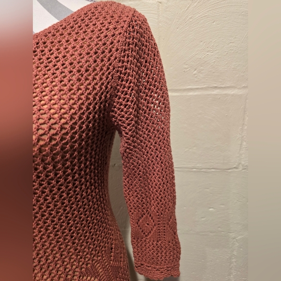 Women's Moda International Vintage Cotton Crochet Dress Rust Medium. - Picture 7 of 15